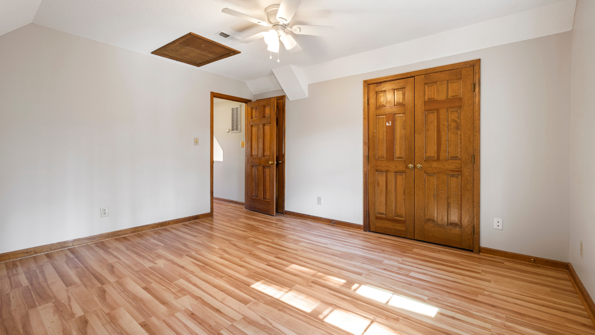 Living room with new wood flooring, Los Angeles home
